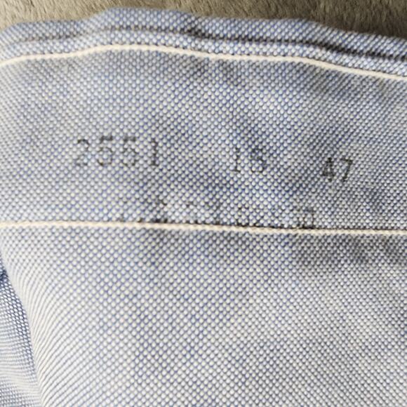 Vintage 90s Lands End Shirt Men L/16 Blue Oxford Short Sleeve Button Down Office - Picture 6 of 9